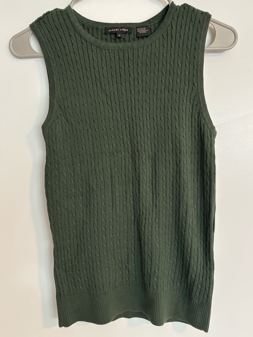 JEANNE PIERRE Dark Olive Ribbed Knit Tank